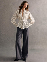 1pc Premium Stripe Twisted Waist Layering Shirt
